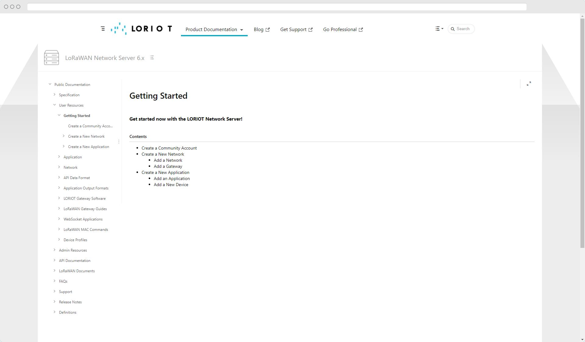 docs.loriot.io - getting started 